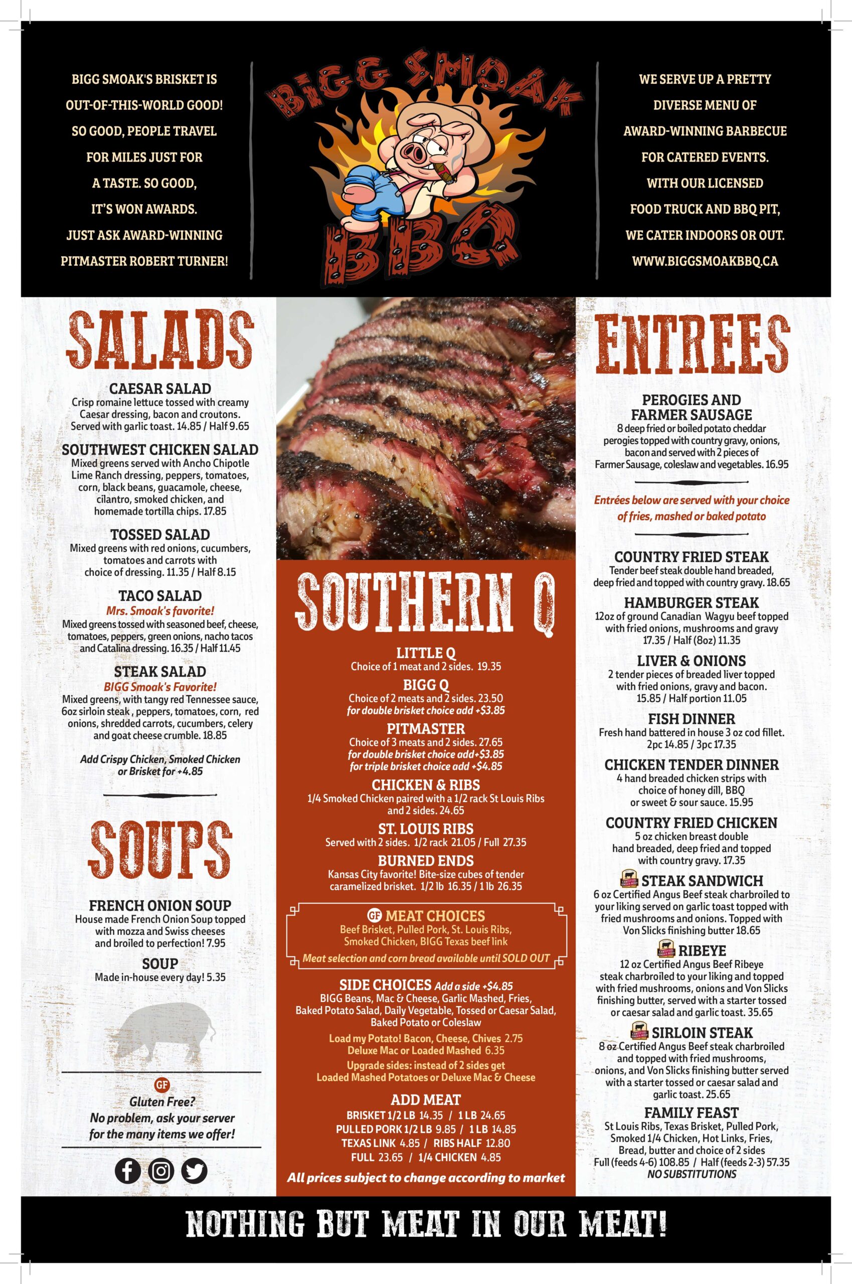 Restaurant Menu | Bigg Smoak Bbq Smokehouse & Grill